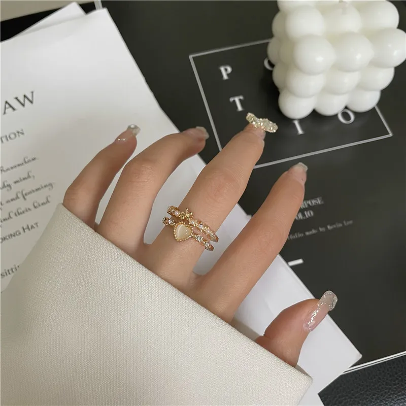 2021 Korean Fashion Opal Stone Pearl Zircon Love Heart Opening Rings Elegant Double Layer Women's Flower Daily Ring Jewelry Gift
2021 Korean Fashion Opal Stone Pearl Zircon Love Heart Opening Rings Elegant Double Layer Women's Flower Daily Ring Jewelry Gift