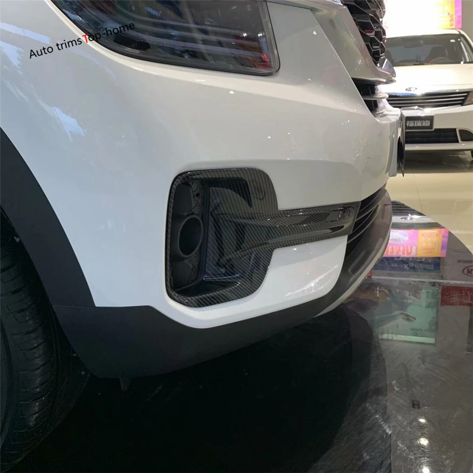 

Front / Rear Bumper Fog Lights Lamps Cover Trim ABS Chrome / Carbon Fiber Look Exterior Refit Kit For Kia Seltos 2019 2020 2021