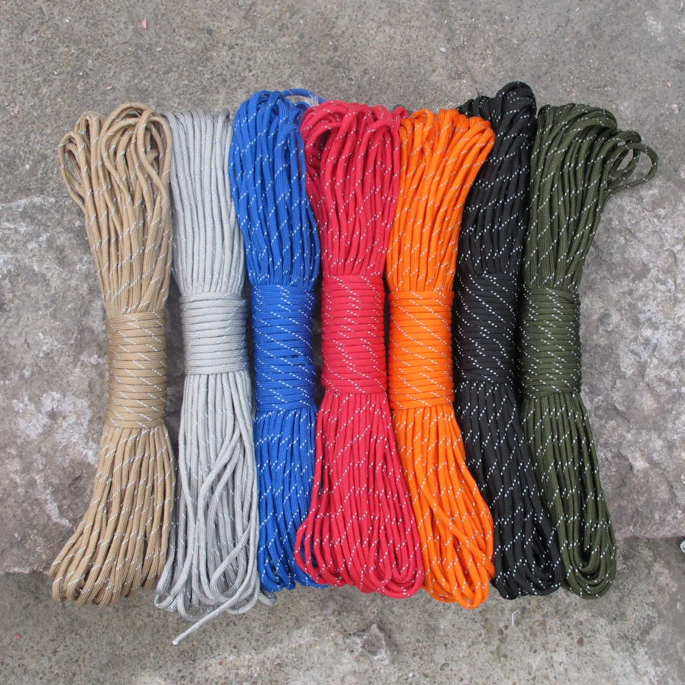 

550 Reflective Paracord Parachute Cord Lanyard Tent Rope 9 Strand Umbrella Rope For Hiking Camping Survival Parachute Cord