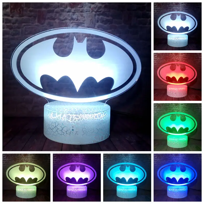 3D Illusion LED Desk Nightlight Colorful Changing Flash Light Badge Emblem Model Logo Bat Figure Toys for Boys
3D Illusion LED Desk Nightlight Colorful Changing Flash Light Badge Emblem Model Logo Bat Figure Toys for Boys