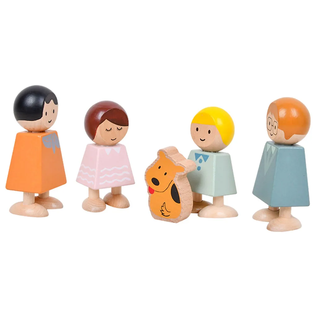

5x деревянные строительные блоки персонажи познавательные Семейные Игрушки для возраста 1 + малыши Дети