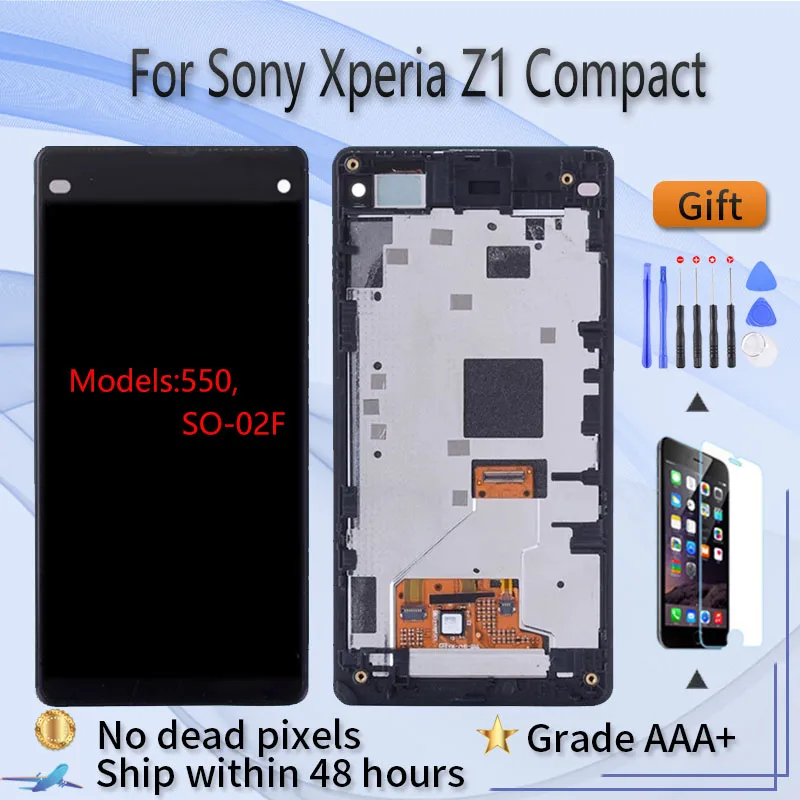 

ЖК-экран для Sony Xperia Z1 Compact 550 SO-02F в сборе, с передним сенсорным стеклом, с запасными деталями, ЖК-дисплей, оригинал