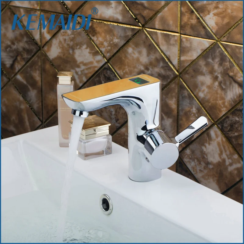 KEMAIDI Solid Brass Digital Display Number Basin Tap Bathroom Faucet torneira banheiro Hot and Cold Water Mixer
KEMAIDI Solid Brass Digital Display Number Basin Tap Bathroom Faucet torneira banheiro Hot and Cold Water Mixer