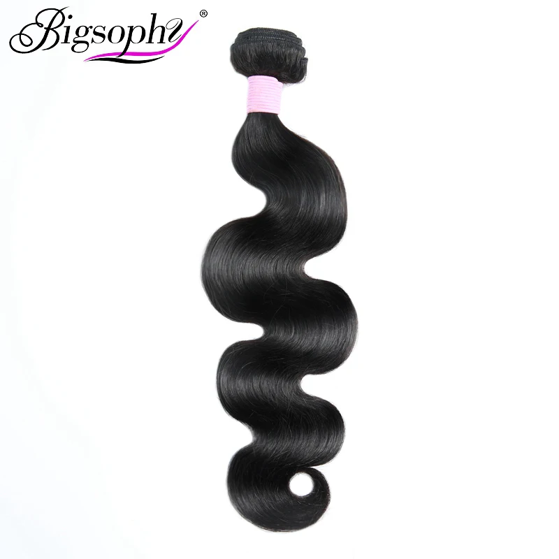 Bigsophy Peruvian Hair Weave Bundles Body Wave 3/4 Pcs Human 100% Remy Extension Natural Black | Шиньоны и парики