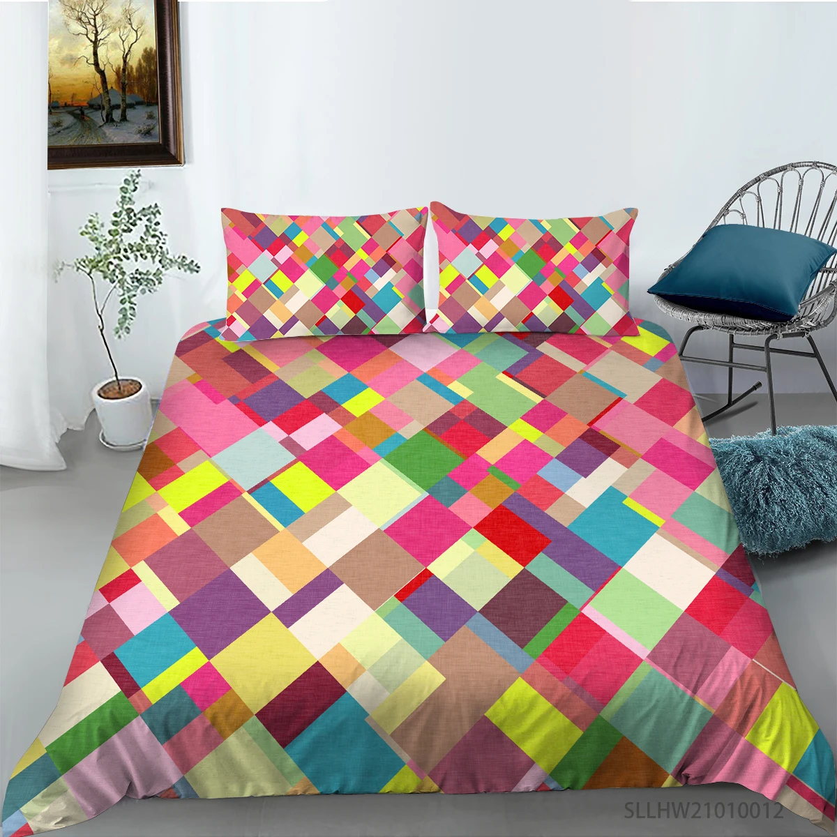 New Colorful Geometric Squares Printing Bedding set Quilt cover with pillowcases Twin Queen King sizes 2/3pcs
New Colorful Geometric Squares Printing Bedding set Quilt cover with pillowcases Twin Queen King sizes 2/3pcs