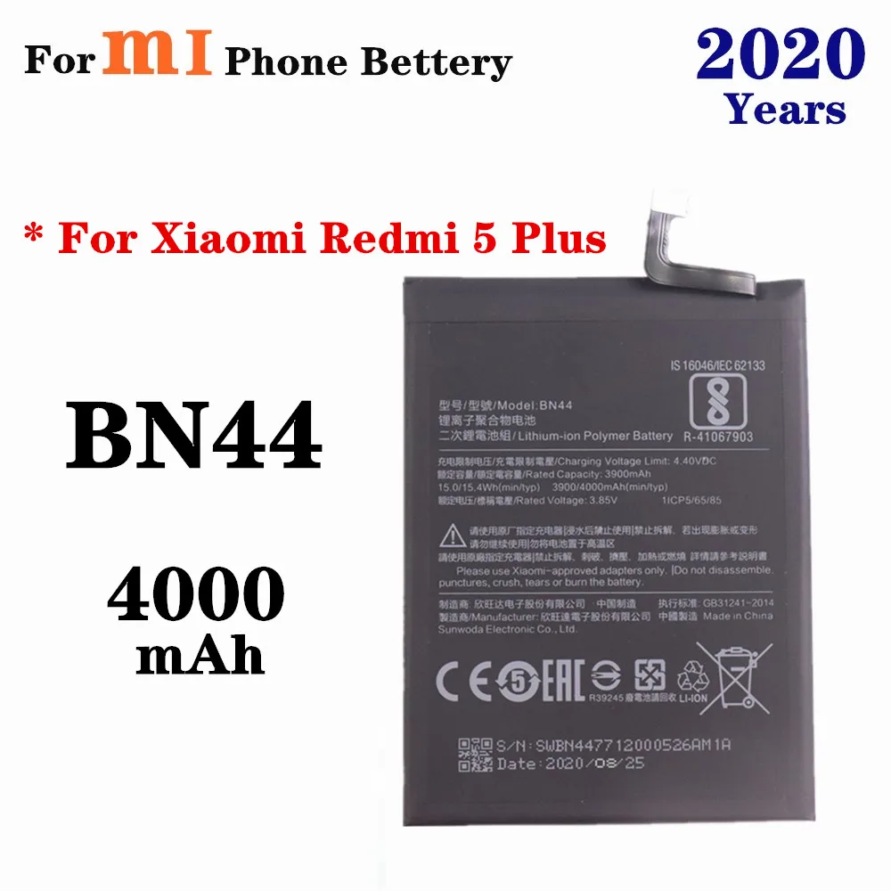4000mAh BN44 Battery For Xiaomi Redmi 5 Plus Mobile Phone Battery High Capacity Replacement Bateria Batteries
4000mAh BN44 Battery For Xiaomi Redmi 5 Plus Mobile Phone Battery High Capacity Replacement Bateria Batteries