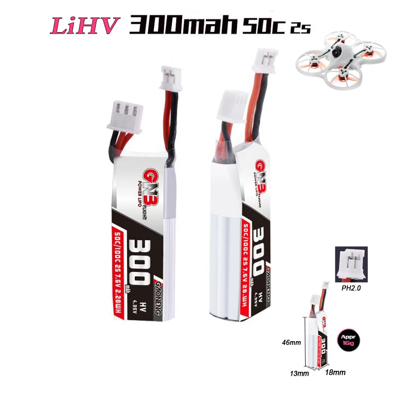 LiPo 2S HV GAONENG GNB 7 6 v 300mah 50C/100C батарея для FPV EMAX TinyHawk S RC Quadcopter Indoor drone Parts PH2.0|Детали и