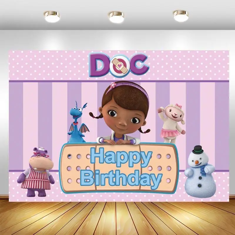 

Doc Mcstuffins Backdrop Baby Shower Newborn Happy Birthday Party Photography Background Photo Studio Props Decoration Banner