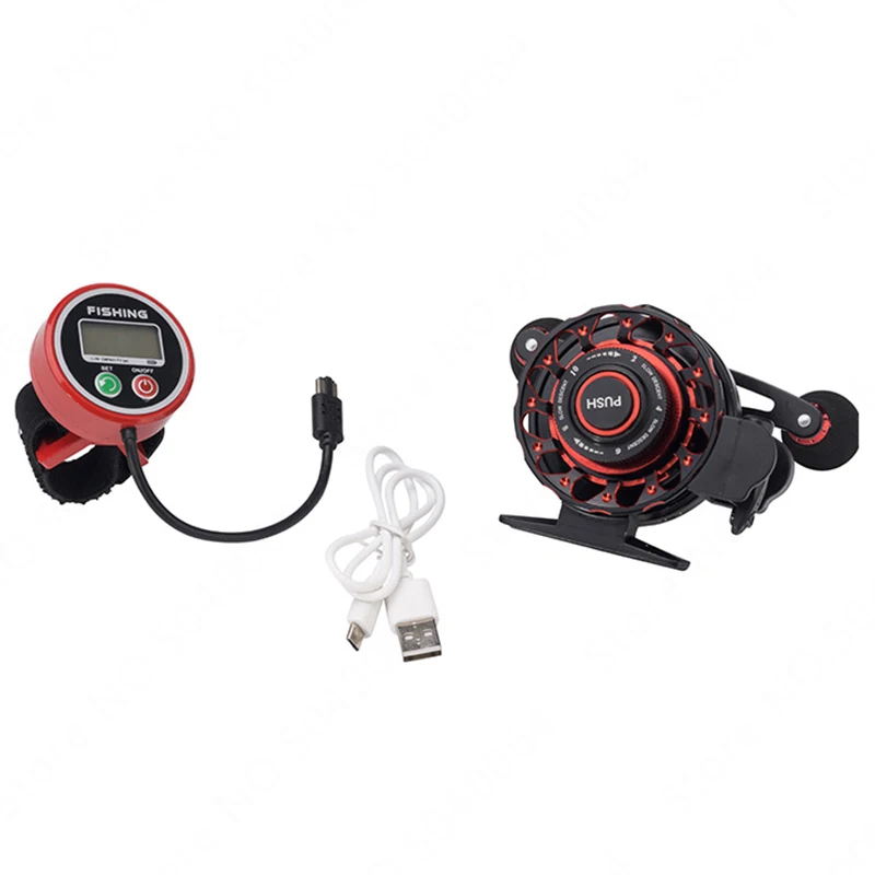 New Digital Display Fishing Reels Counting Fish Line Wheel Electric Double Outlet Line Fishing Slow Descending Raft Fishing Reel