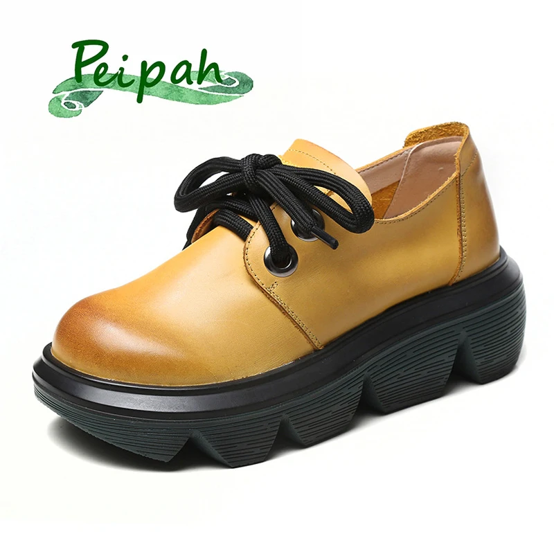 PEIPAH Wedges Oxfords Women Lace Up Platform Shoes Woman Genuine Leather Flats Ladies Solid Creepers Sneakers Female Plus Size
PEIPAH Wedges Oxfords Women Lace Up Platform Shoes Woman Genuine Leather Flats Ladies Solid Creepers Sneakers Female Plus Size