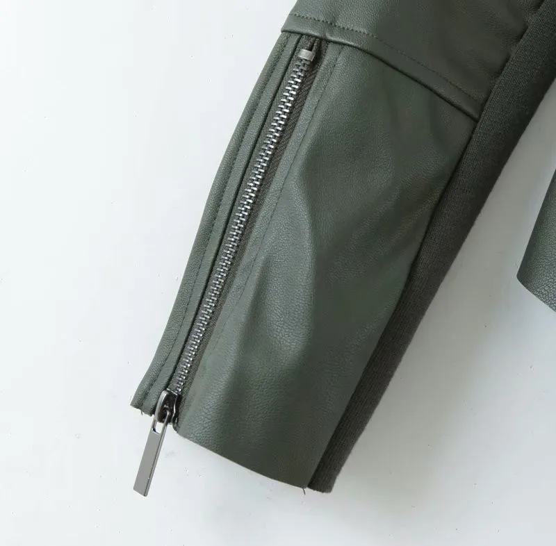 TMODA1795 Za Woman 2021 Autumn Knit PU Patchwork Sleeve Open Front Irregular Hem Zippers Faux Leather Jackets Chic Coats Female 
TMODA1795 Za Woman 2021 Autumn Knit PU Patchwork Sleeve Open Front Irregular Hem Zippers Faux Leather Jackets Chic Coats Female