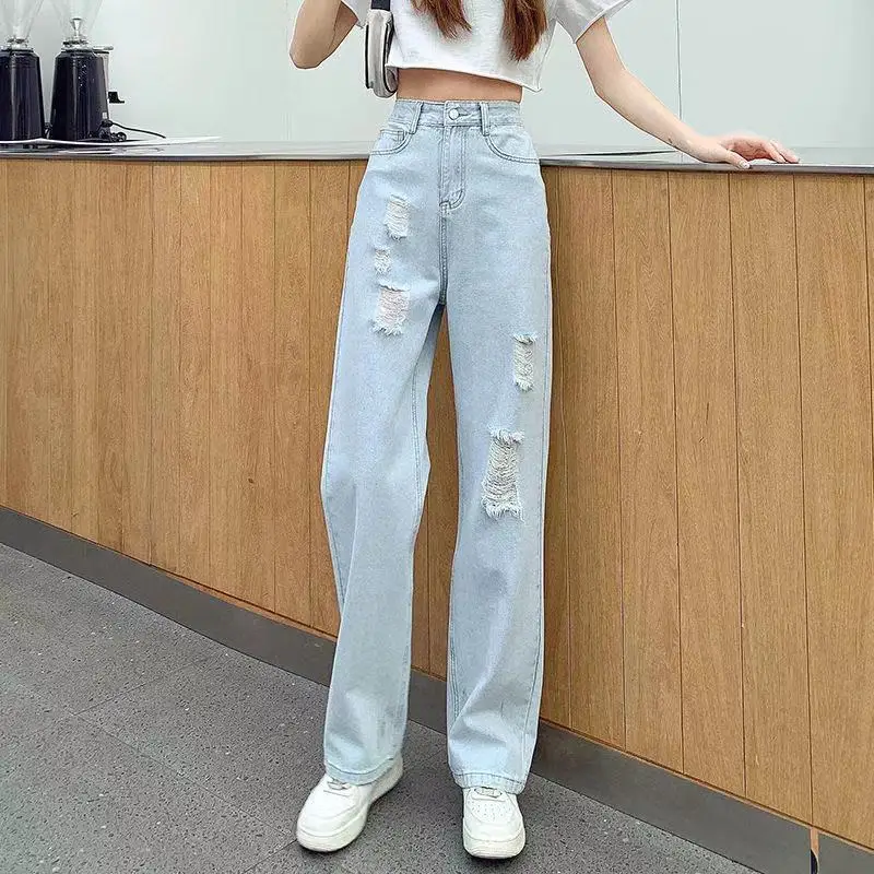 Wide leg holed jeans women's spring and summer 2021 new high waist loose and thin and high straight pants
Wide leg holed jeans women's spring and summer 2021 new high waist loose and thin and high straight pants