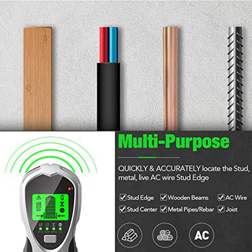 Wall Scanner 4 in 1 Electric Wall Detector Finders With Digital LCD Display for Wood AC Wire Metal Studs Detection 
Wall Scanner 4 in 1 Electric Wall Detector Finders With Digital LCD Display for Wood AC Wire Metal Studs Detection