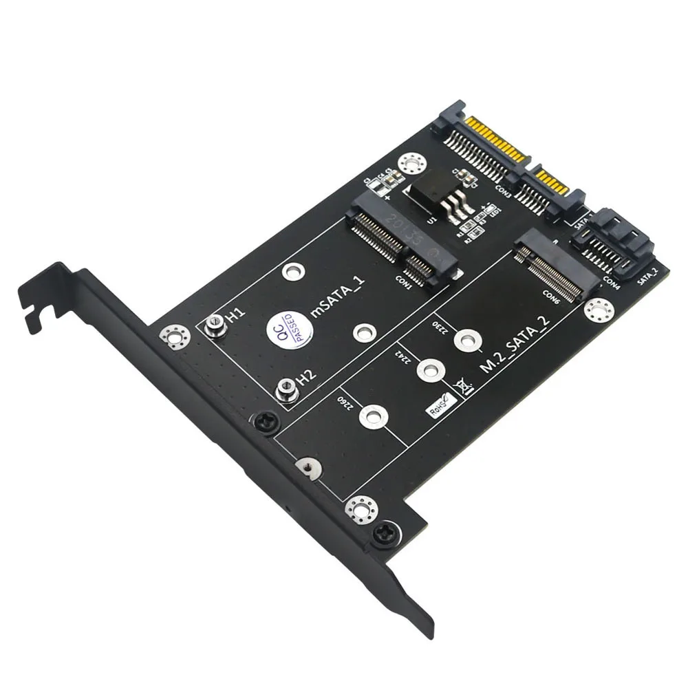 

Upgrade 2 In 1 mSATA / M.2 NGFF SSD to Dual 2.5in SATA3 Converter Adapter Card with Full Height Profile Bracket Expansion Cards