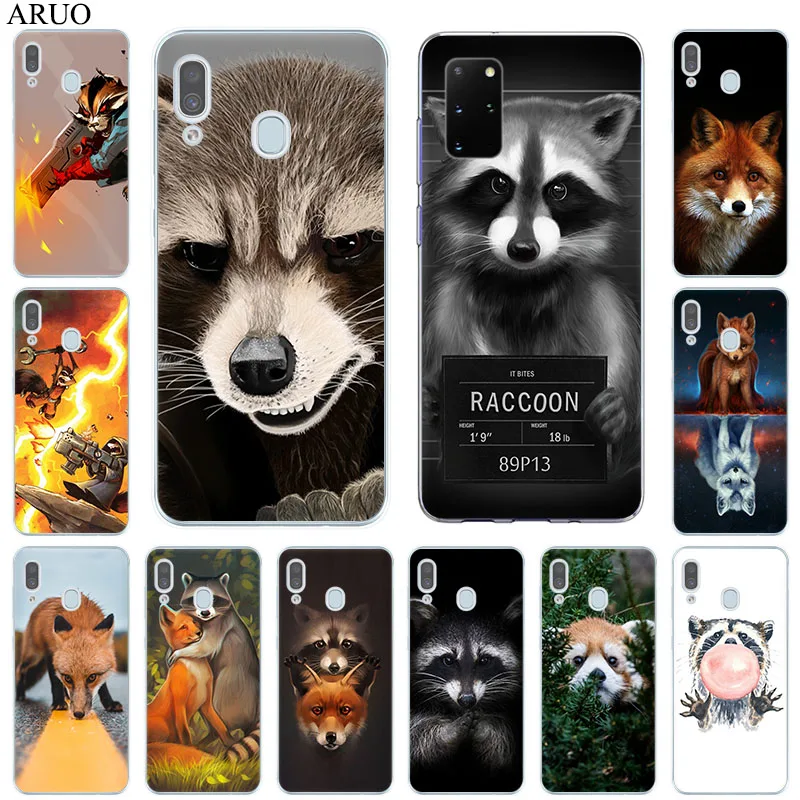 Мягкий чехол для телефона из ТПУ с изображением енота и лисы Samsung A51 A72 A71 A52 A41 A31 A32