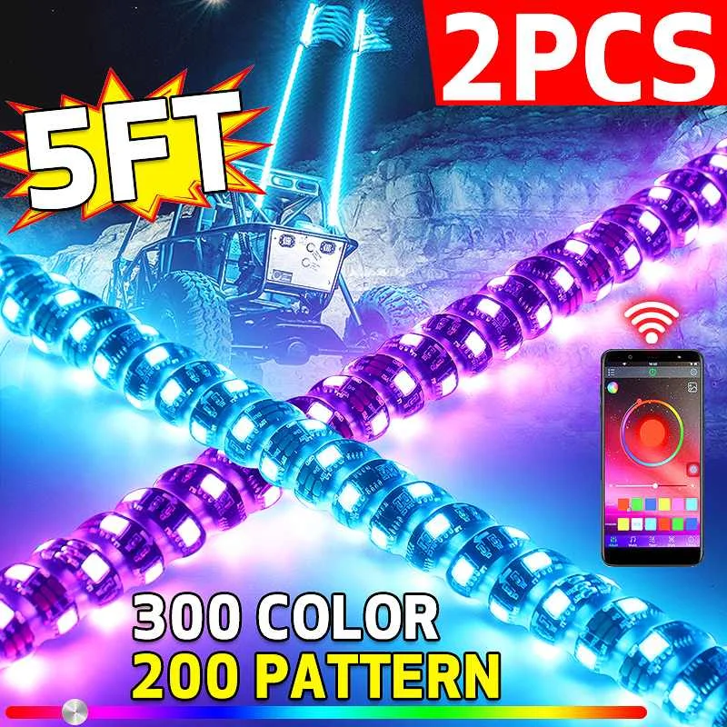 4/5FT 300LED Whip Light RGB RZR LED Lamp Waterproof Bendable Remote Control Multi-color Super Bright Flag for SUV ATV Lamp Light
4/5FT 300LED Whip Light RGB RZR LED Lamp Waterproof Bendable Remote Control Multi-color Super Bright Flag for SUV ATV Lamp Light