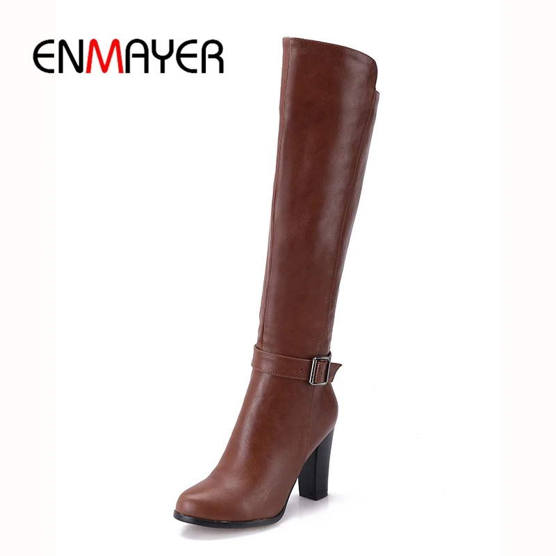 ENMAYER New arrival women pointed toe buckle zip high heel boots lady solid square heel boots ZYL728
ENMAYER New arrival women pointed toe buckle zip high heel boots lady solid square heel boots ZYL728