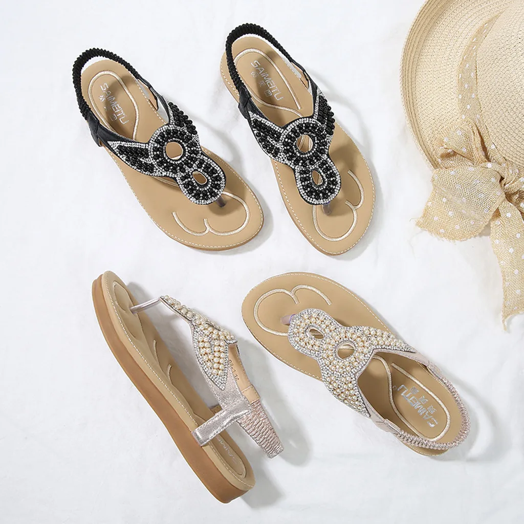 2020 Rome Style Flat Sandals Bohemian Style Beach Shoes Women Flip-Flops Slippers Female Flip Flops Elastic Casual Shoes
2020 Rome Style Flat Sandals Bohemian Style Beach Shoes Women Flip-Flops Slippers Female Flip Flops Elastic Casual Shoes