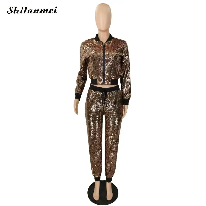 Woman Nightclub Sequin Women Sweatsuits Female Casual Two Piece Pants Set Shining Zipper Woman's Sexy Bling Tracksuits 2XL
Woman Nightclub Sequin Women Sweatsuits Female Casual Two Piece Pants Set Shining Zipper Woman's Sexy Bling Tracksuits 2XL