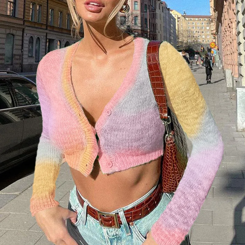 2021 Autumn and Winter Women's New Tops European and American Woolen Cardigan Sexy V-neck Buttoned Color Knit Long Sleeve Jacket
2021 Autumn and Winter Women's New Tops European and American Woolen Cardigan Sexy V-neck Buttoned Color Knit Long Sleeve Jacket