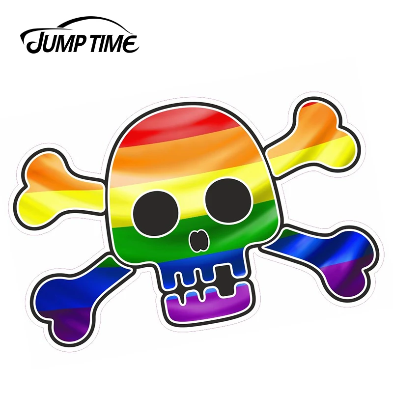 JumpTime 13 см X 9 3 пиратский Стиль череп с костями ЛГБТ гей Прайд Радужный Флаг мотив