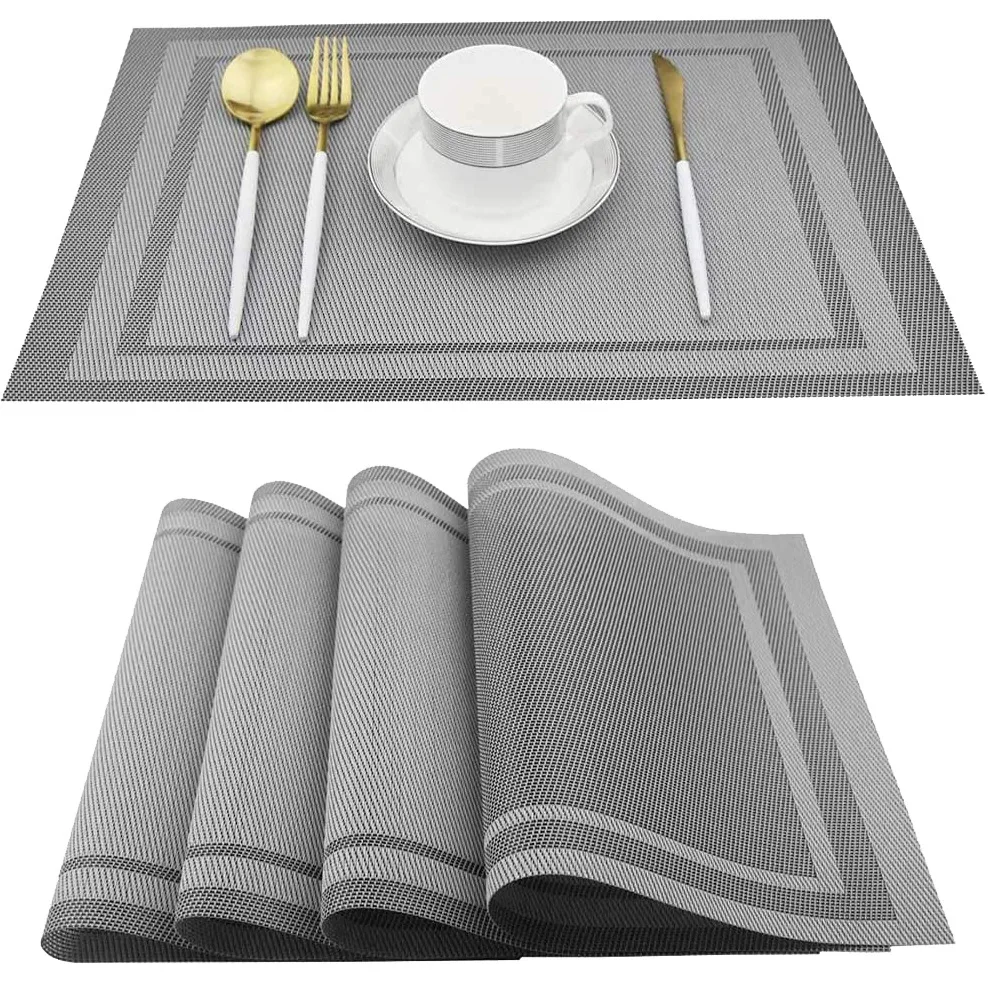 6pcs Placemat Washable PVC Dining Table Mats Diagonal Frame Stain-Resistant Cloth Disc Bowl Non-slip Pad Kitchen Accessories
6pcs Placemat Washable PVC Dining Table Mats Diagonal Frame Stain-Resistant Cloth Disc Bowl Non-slip Pad Kitchen Accessories