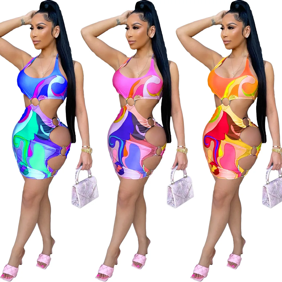 Echoine Digital Print Women Mini Dress Halter Sleeveless Elastic Hollow Out Bodycon Dress 2021 Summer Night Club Wear Clothes
Echoine Digital Print Women Mini Dress Halter Sleeveless Elastic Hollow Out Bodycon Dress 2021 Summer Night Club Wear Clothes