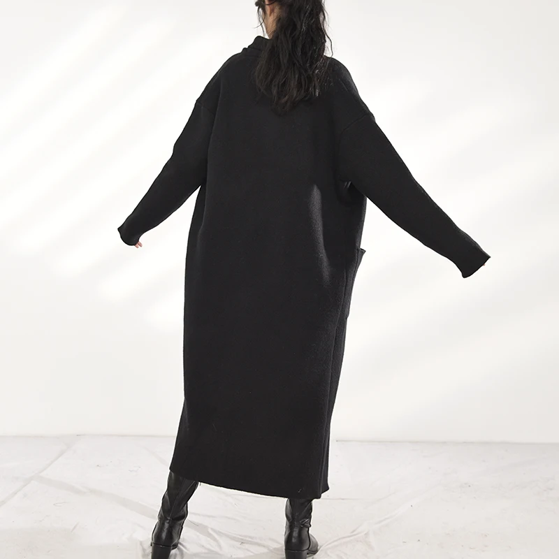 women's V-neck - cardigan, loose long sleeve sweater, black, autumn and winter, 2021, 1dd099001
women's V-neck - cardigan, loose long sleeve sweater, black, autumn and winter, 2021, 1dd099001