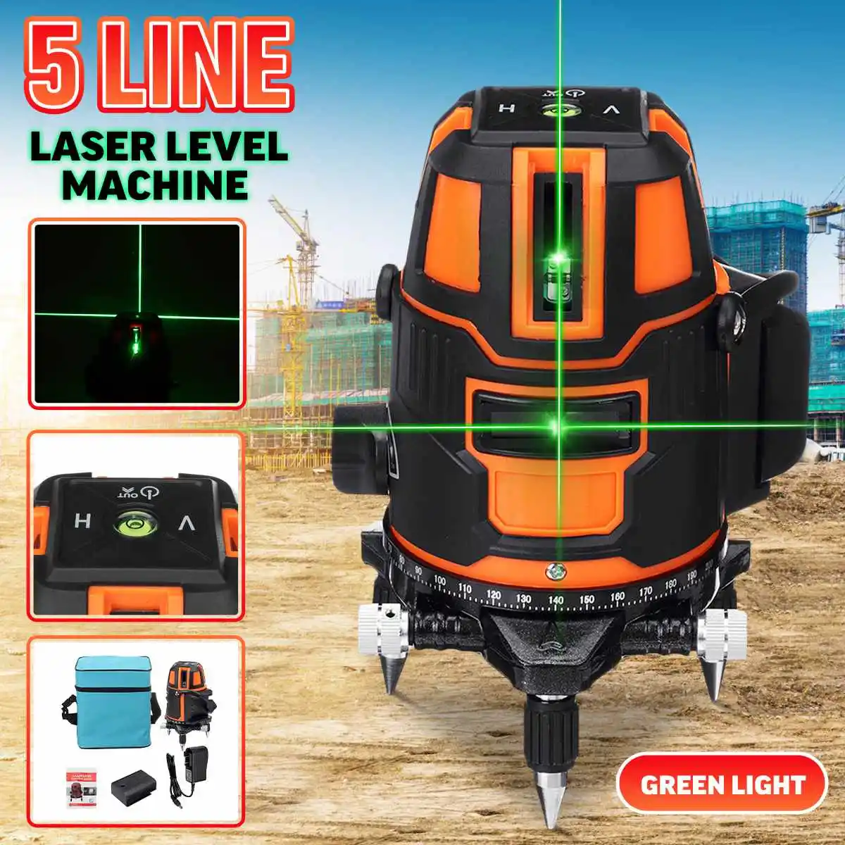 3D Green Laser Level 5 Lines professional Self-Leveling 360 Horizontal Vertical Green Laser Beam Line Build Measuring Tools
3D Green Laser Level 5 Lines professional Self-Leveling 360 Horizontal Vertical Green Laser Beam Line Build Measuring Tools