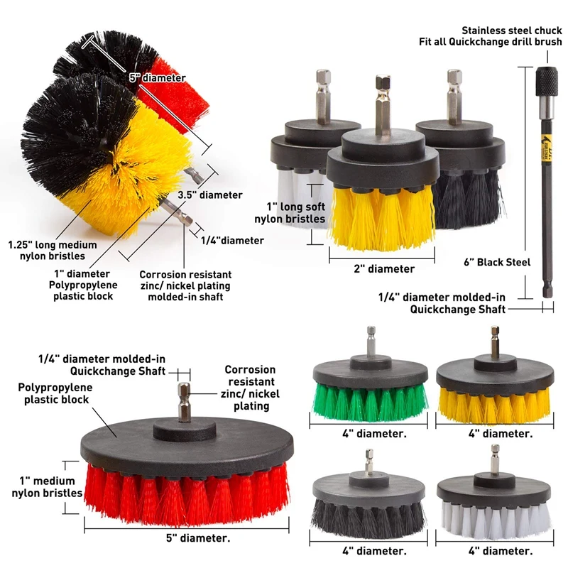 29Pcs Drill Brush Attachment Set Drill Brush with Extended Attachment Cleaning Accessories for Bathroom, Car, Kitchen
29Pcs Drill Brush Attachment Set Drill Brush with Extended Attachment Cleaning Accessories for Bathroom, Car, Kitchen