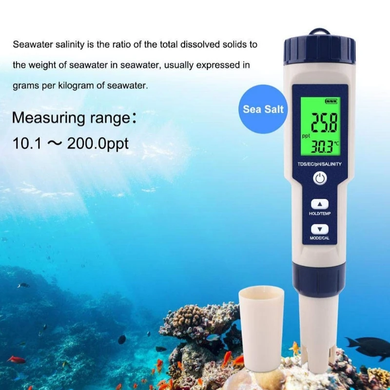 5 in 1 Meter Digital Water Tester Reliable Professional TDS Temperature EC Meter PH 0.01-14.00pH 7XEA
5 in 1 Meter Digital Water Tester Reliable Professional TDS Temperature EC Meter PH 0.01-14.00pH 7XEA
