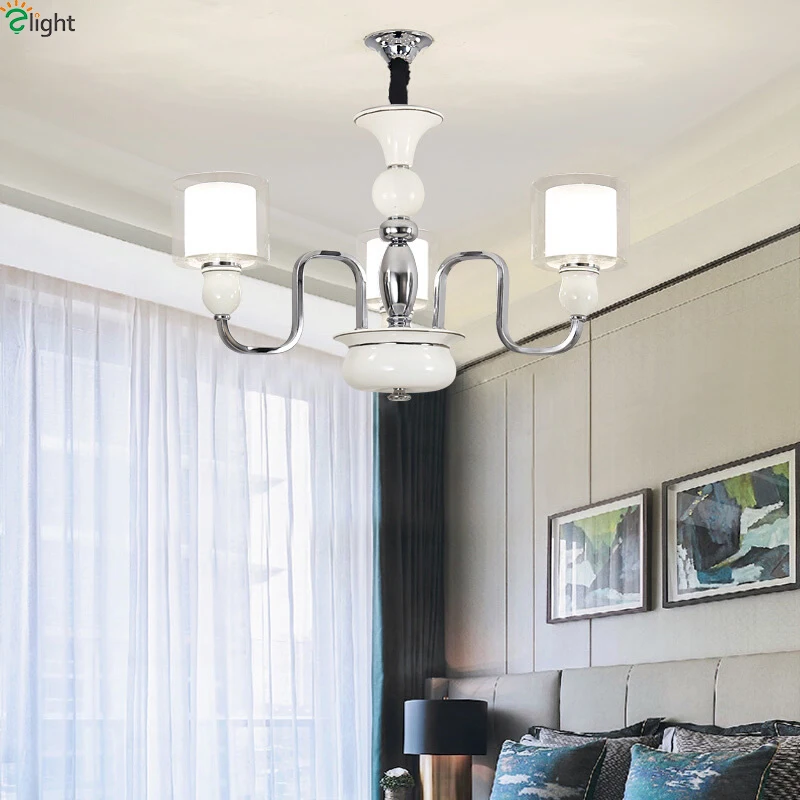 Modern Led Chandeliers Lighting Chrome Metal Living Room Led Pendant Chandelier Lights Ceramic Dining Room Hanging Lamp Fixtures 
Modern Led Chandeliers Lighting Chrome Metal Living Room Led Pendant Chandelier Lights Ceramic Dining Room Hanging Lamp Fixtures