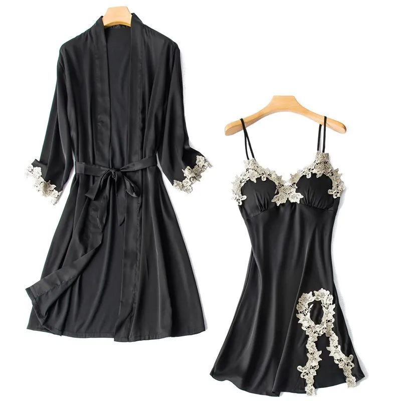 Lady Sleepwear Pink Bride Bridesmaid Wedding Robe Sexy Lace Trim V-Neck Knee-Length Nightgown Bathrobe Loose Satin Home Dress
Lady Sleepwear Pink Bride Bridesmaid Wedding Robe Sexy Lace Trim V-Neck Knee-Length Nightgown Bathrobe Loose Satin Home Dress