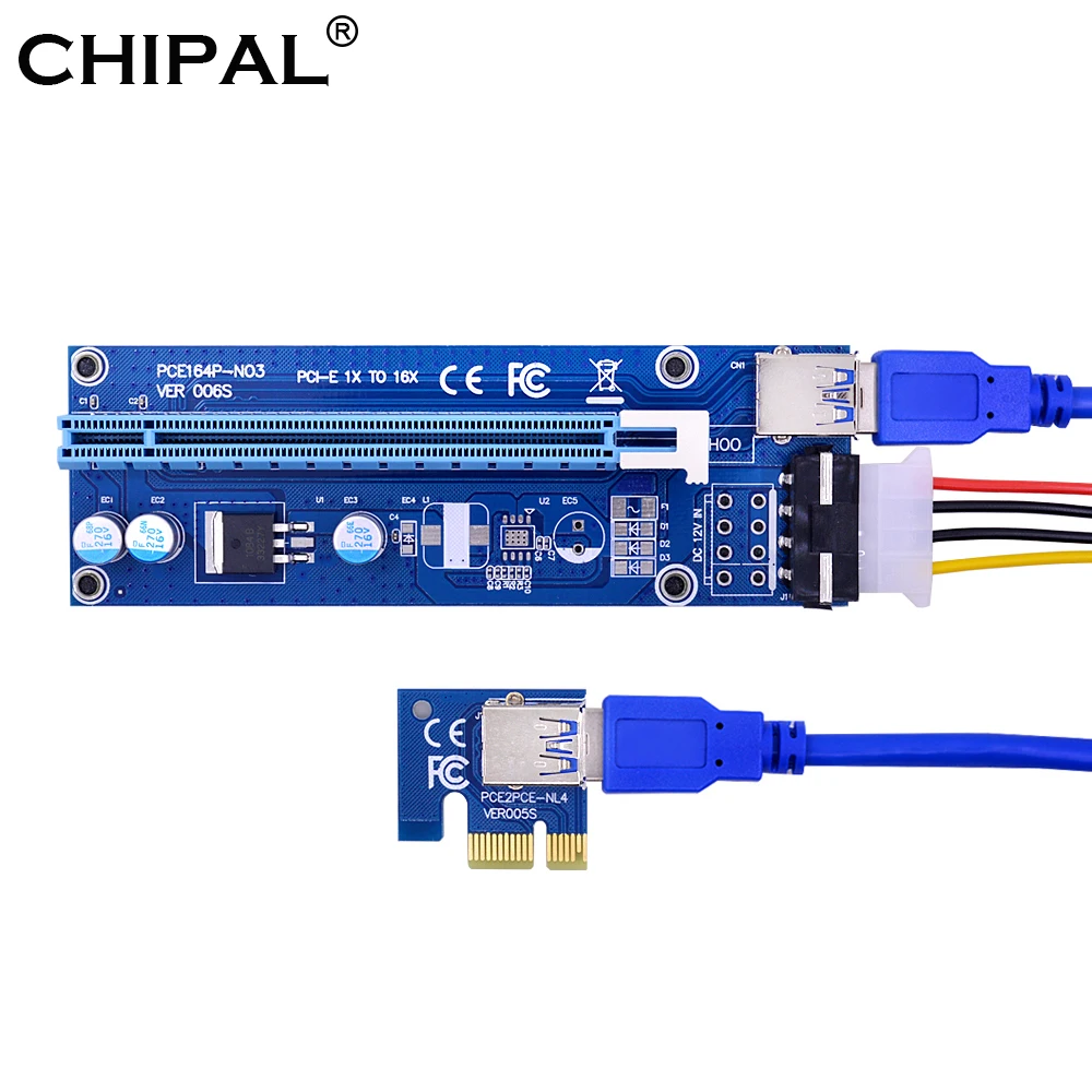 Райзер-карта CHIPAL VER006S PCI Express удлинитель PCI-E 1x на 16x PCIe USB 3 0 кабель SATA 4-контактный