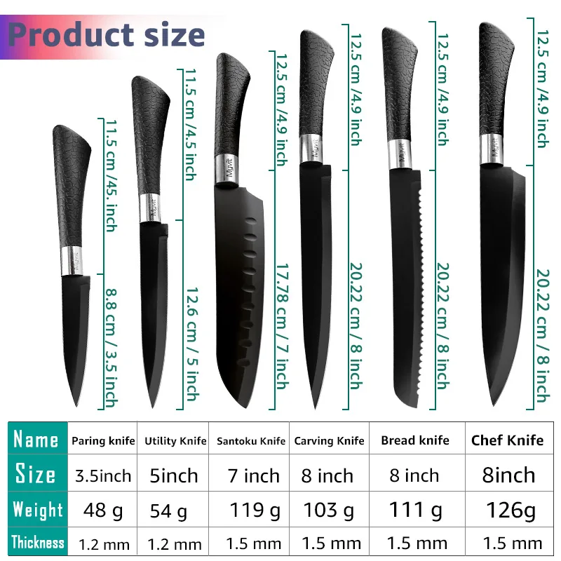 3.5'' 5'' 7'' 8'' Kitchen Knife Chef 5cr15 Non Stick Black Stainless Steel Bread Slicer Utility Santoku knives 1-6 pcs Set
3.5'' 5'' 7'' 8'' Kitchen Knife Chef 5cr15 Non Stick Black Stainless Steel Bread Slicer Utility Santoku knives 1-6 pcs Set