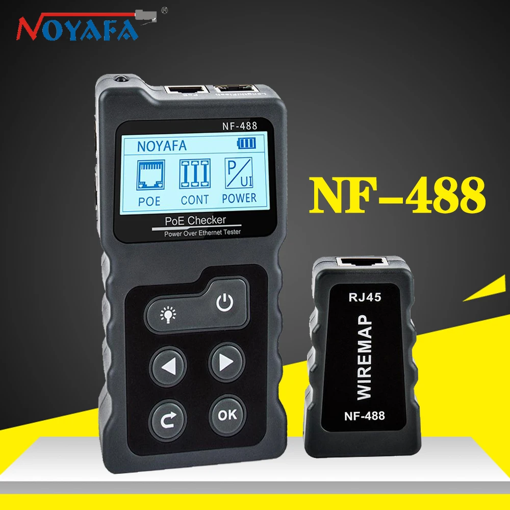 

Noyafa NF-488 Lan Tester Cable Tracker PoE Switch RJ45 Digital Ethernet CAT5 CAT6 Test Networking LCD Display Network Tools