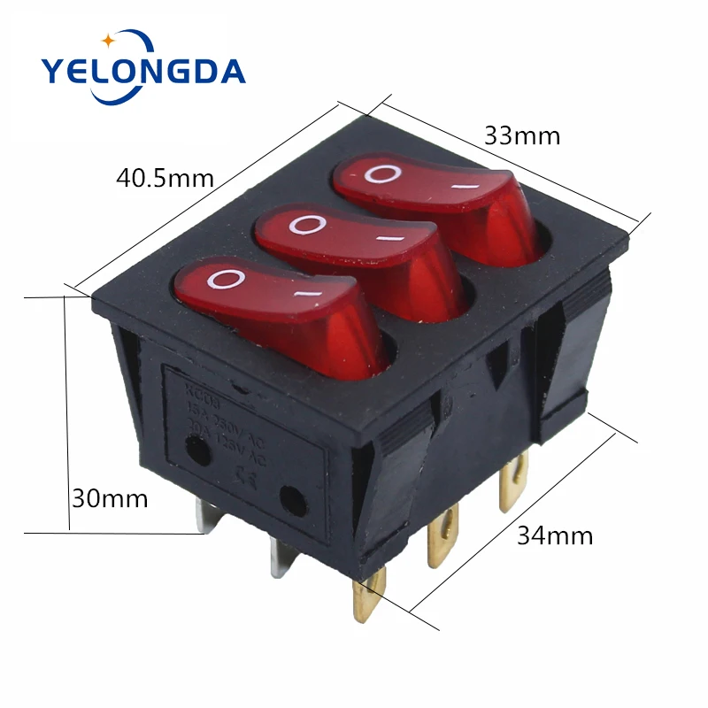 10pcs/Lot On-Off KCD3-303 9Pin Red switch butt 15A 250V 20A 125V AC Light Boat Car Rocker Switch KCD3 Triple Light Switch Button
10pcs/Lot On-Off KCD3-303 9Pin Red switch butt 15A 250V 20A 125V AC Light Boat Car Rocker Switch KCD3 Triple Light Switch Button