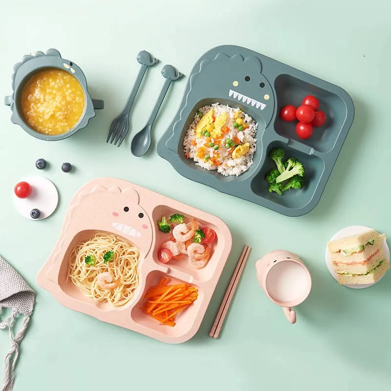 6Pcs/ Set Baby Food Tableware Set Cartoon Dinosaur Wheat Straw Training Plate Kids Feeding Dishes Children Dinnerware
6Pcs/ Set Baby Food Tableware Set Cartoon Dinosaur Wheat Straw Training Plate Kids Feeding Dishes Children Dinnerware