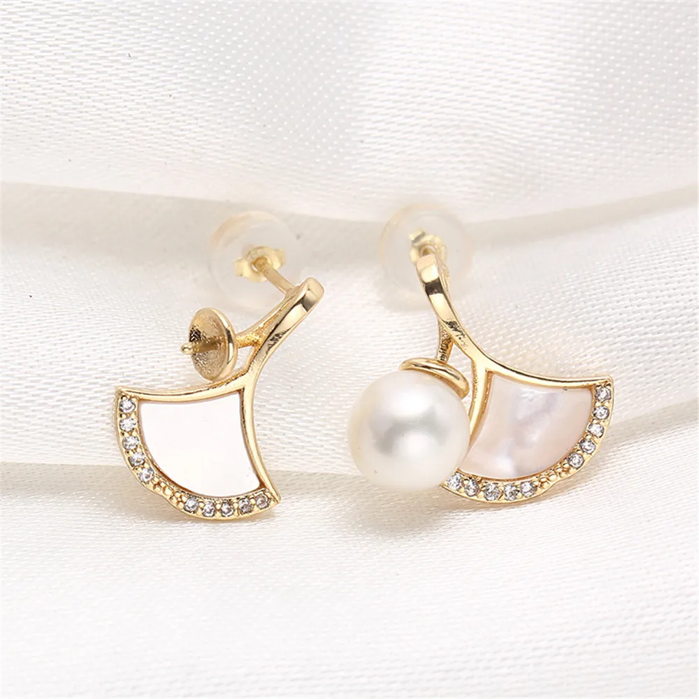 14K gold wrapped color preserving fan-shaped shell micro inlaid zircon pearl S925 silver needle Earrings DIY accessories
14K gold wrapped color preserving fan-shaped shell micro inlaid zircon pearl S925 silver needle Earrings DIY accessories