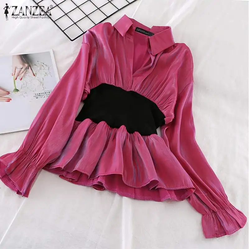2021 Women's Patchwork Shirts ZANZEA Spring Autumn Office Lady A-line Tops Casual Solid Long Sleeve Lapel Oversized Blusa Femme
2021 Women's Patchwork Shirts ZANZEA Spring Autumn Office Lady A-line Tops Casual Solid Long Sleeve Lapel Oversized Blusa Femme