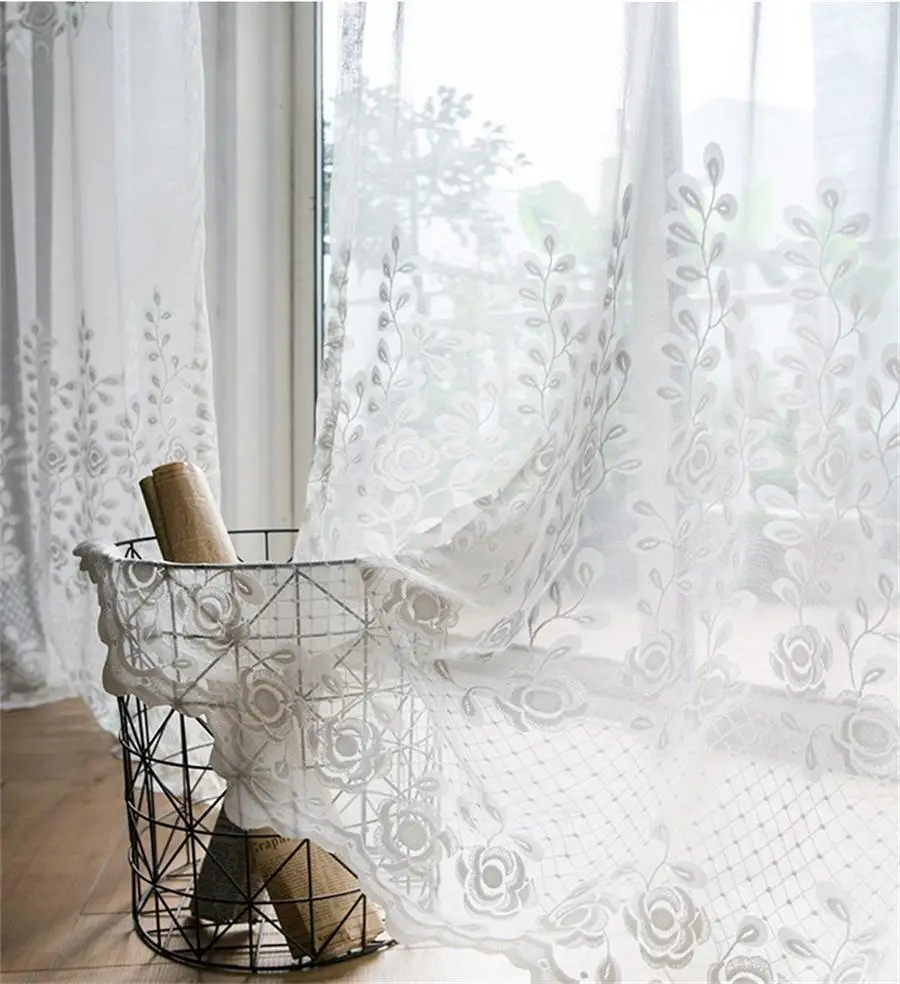 Pastoral Pure White Color Rose Followers Window Screen Sheer Tulle Curtains for Living Room Jacquard Mesh Fabric Tulle Panels #5
Pastoral Pure White Color Rose Followers Window Screen Sheer Tulle Curtains for Living Room Jacquard Mesh Fabric Tulle Panels #5