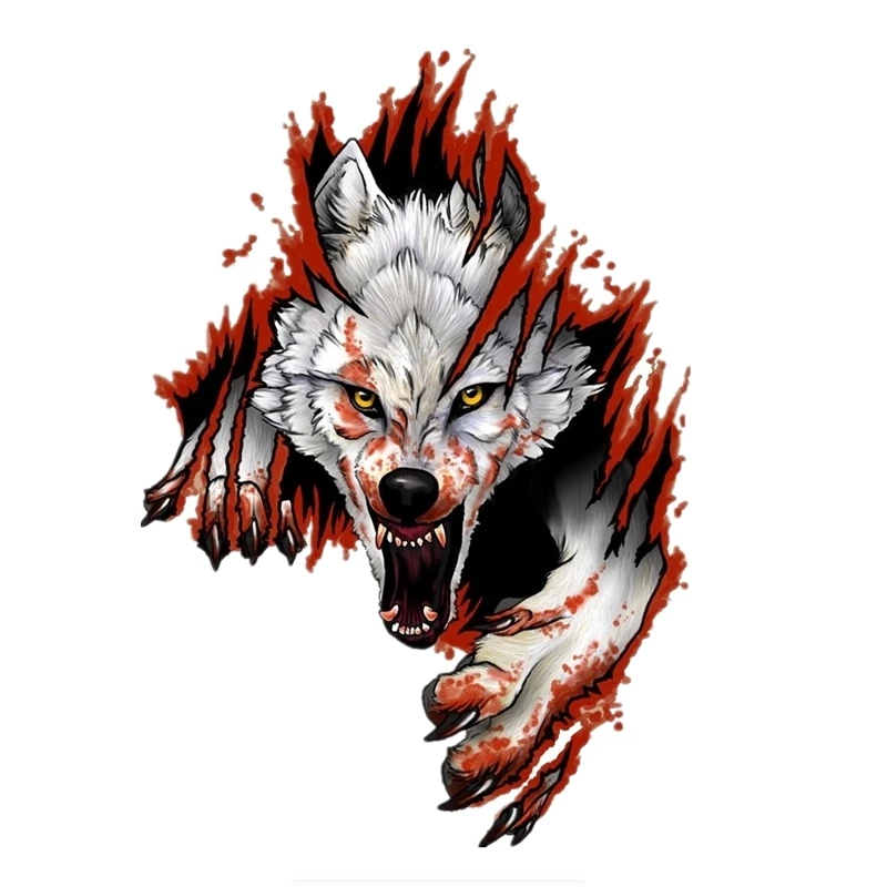 

Cartoons Angry Wolf From Hole Car Sticker Car Styling Vinyl Motorcycl Decals Cover Scratches Waterproof PVC 15cm X 10cm