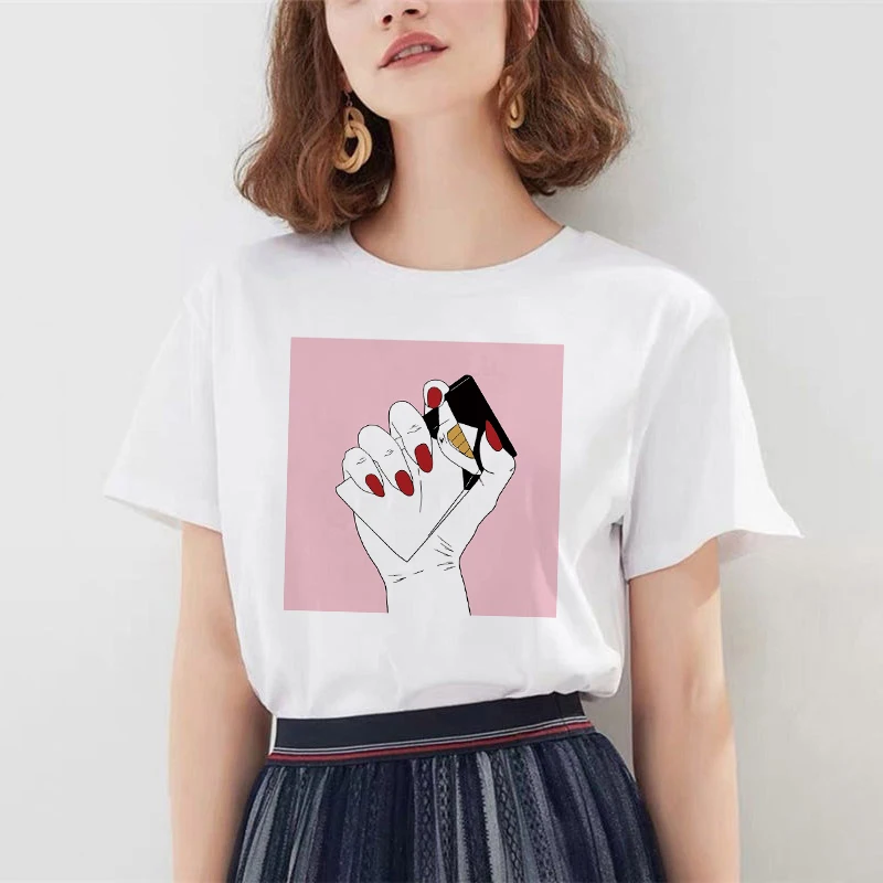 Summer Casual Harajuku Retro Youth Girl Women's Tshirt Female Nail Polish Print Short Sleeve T-shirt Top Fashion Casual T-shirts
Summer Casual Harajuku Retro Youth Girl Women's Tshirt Female Nail Polish Print Short Sleeve T-shirt Top Fashion Casual T-shirts