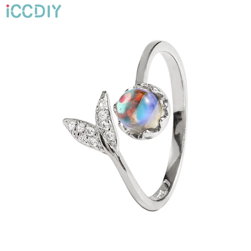 ICCDIY Design sense round bead Moonstone Ring temperament artistic sweet fairy air forest fishtail ring opening Holiday gifts 
ICCDIY Design sense round bead Moonstone Ring temperament artistic sweet fairy air forest fishtail ring opening Holiday gifts