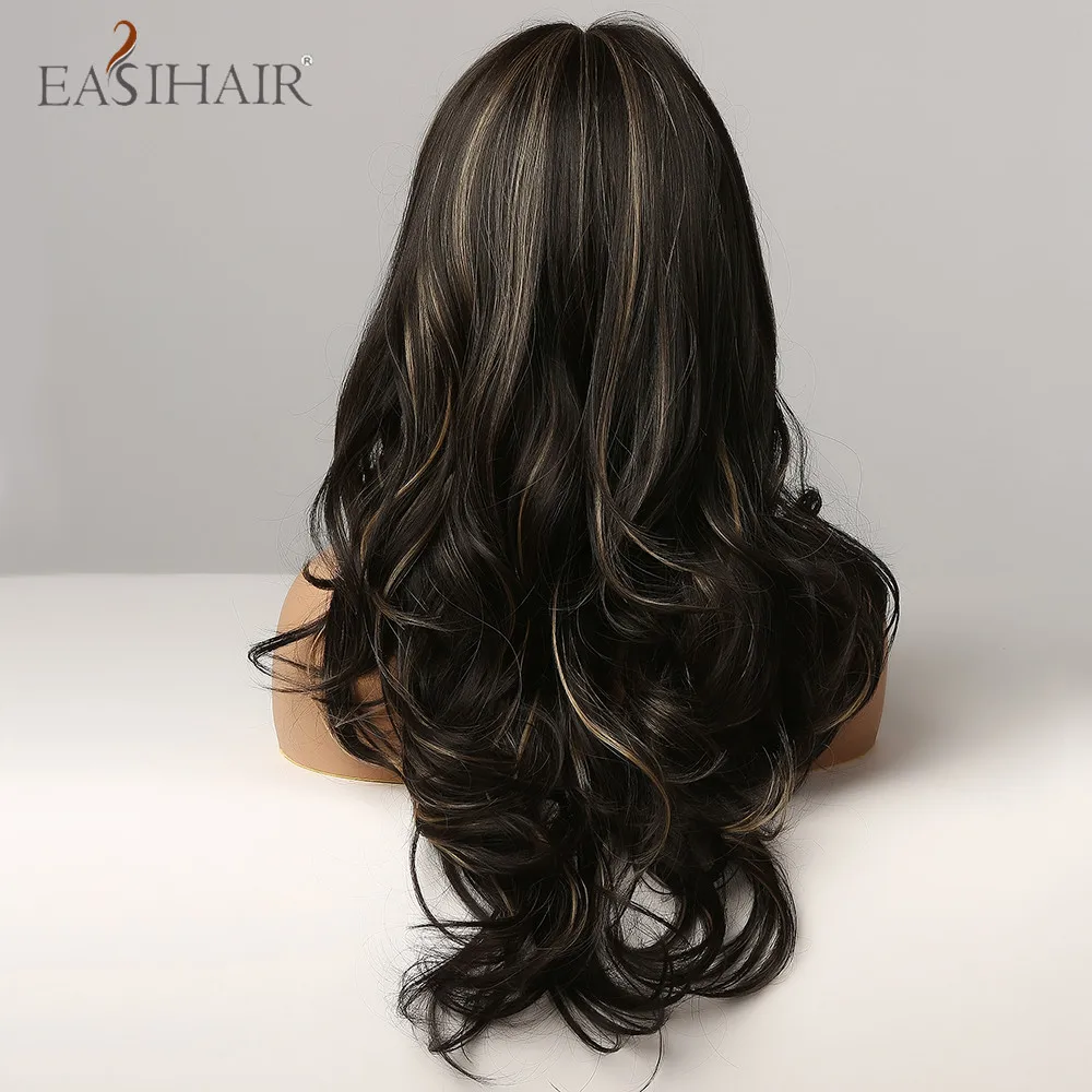 EASIHAIR длинные волнистые черные синтетические волосы блондинка изюминка