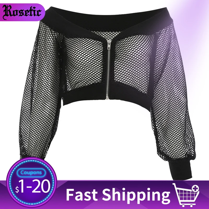Rosetic Gothic Sexy Short Women Blouse Black Mesh See-Through Slash Neck Hollow Off Shoulder Long Sleeve Club Street Goth Blouse
Rosetic Gothic Sexy Short Women Blouse Black Mesh See-Through Slash Neck Hollow Off Shoulder Long Sleeve Club Street Goth Blouse
