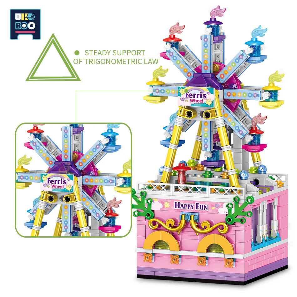 529pcs Ferris Wheel Rotating Music Box Model Building Blocks Cteator City Amusement Park Bricks Set Toys For Children Gift
529pcs Ferris Wheel Rotating Music Box Model Building Blocks Cteator City Amusement Park Bricks Set Toys For Children Gift