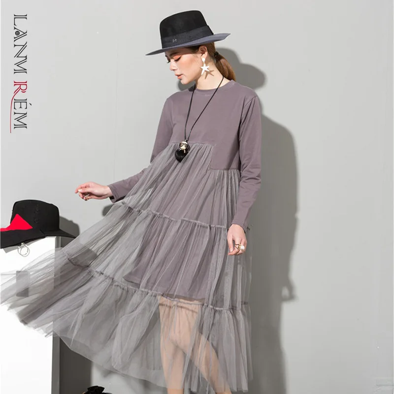 LANMREM 2022 весеннее женское модное серое Сетчатое платье с лоскутным подолом, женское платье с круглым вырезом и длинными рукавами, универсаль... 
LANMREM 2022 весеннее женское модное серое Сетчатое платье с лоскутным подолом, женское платье с круглым вырезом и длинными рукавами, универсаль...
