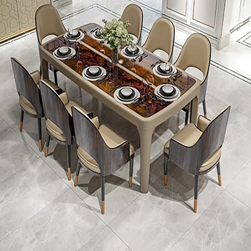 Postmodern Italian style light luxury marble dining table and chair combination household rectangular dining room size square
Postmodern Italian style light luxury marble dining table and chair combination household rectangular dining room size square