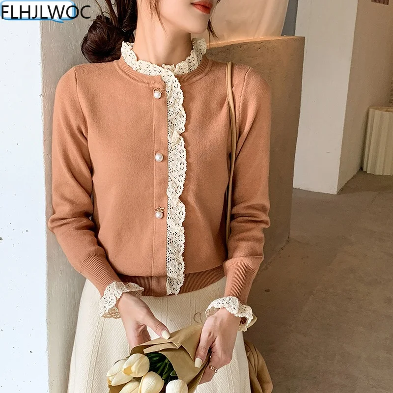 Cute Sweater Outerwear Women Sweet Grils Japan Style Vintage Single Breasted Button Ruffles White Lace Knitted Cardigans Coats
Cute Sweater Outerwear Women Sweet Grils Japan Style Vintage Single Breasted Button Ruffles White Lace Knitted Cardigans Coats